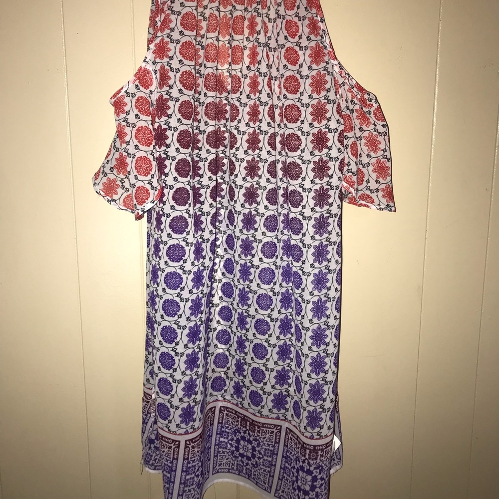 Multicolor Cold Shoulder Dress - Picture 2 of 3